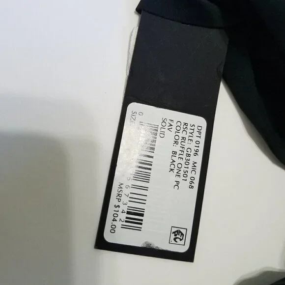 NWT Gianni Bini Black Ruffle Padded One Piece Swimsuit Size L